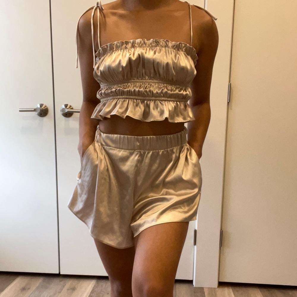 Lulu’s Gold Satin Short & Top Set